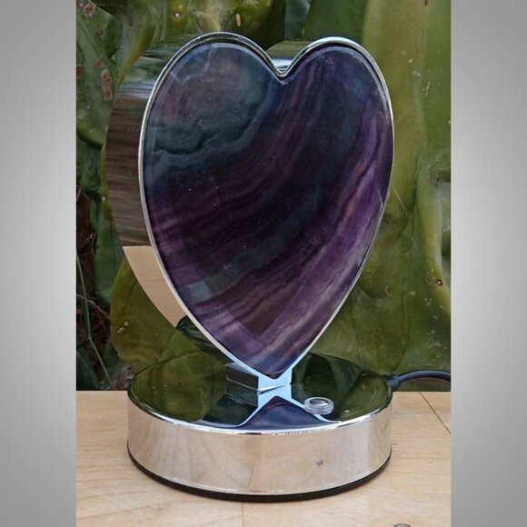 RAINBOW FLUORITE LAMP with 3 different light settings HEART 01 112325 - Picture 6 of 10